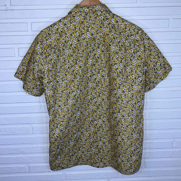 R13 Yellow Floral and Leopard Cotton Tony Button Down Shirt, Unisex Size Small - Picture 5 of 12